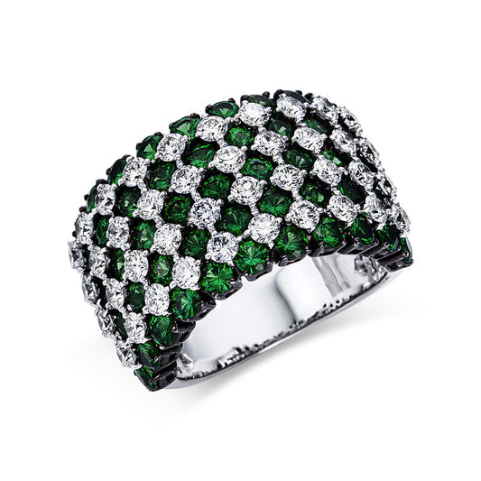 Ring 18 kt WG, 40 Brill. 2,13 ct, TW-vsi, 55 Brill. 4,56 ct, schwarz