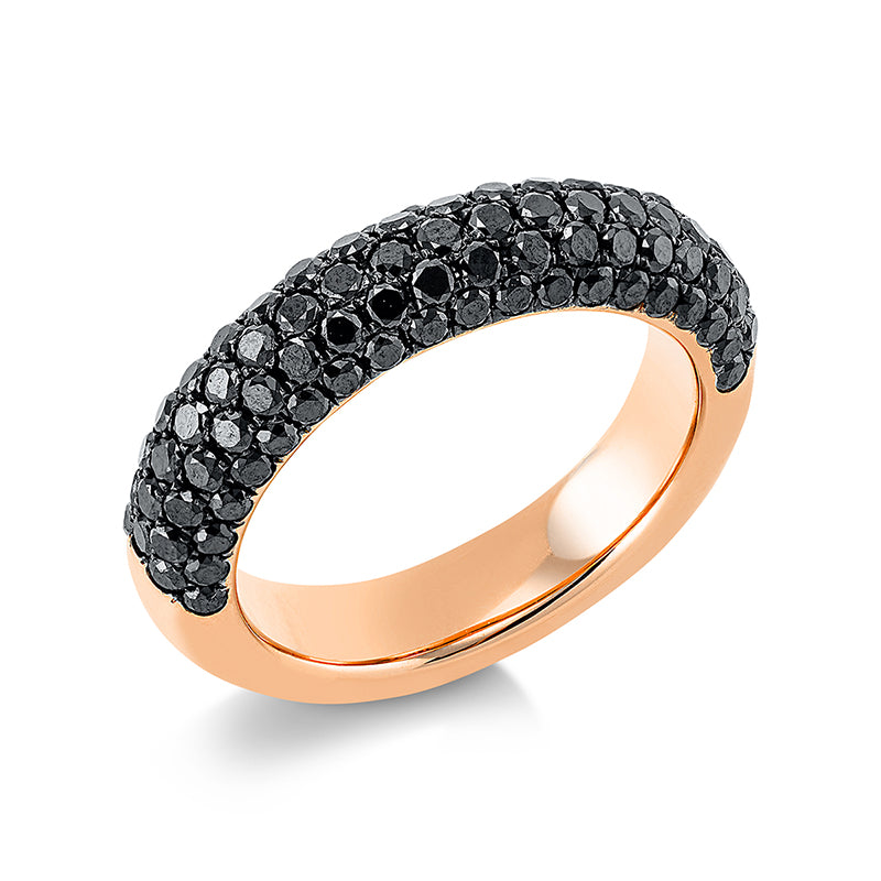 Ring 18 kt RG, Fassung schwarz rhodiniert, 96 Brill. 1,81 ct, schwarz