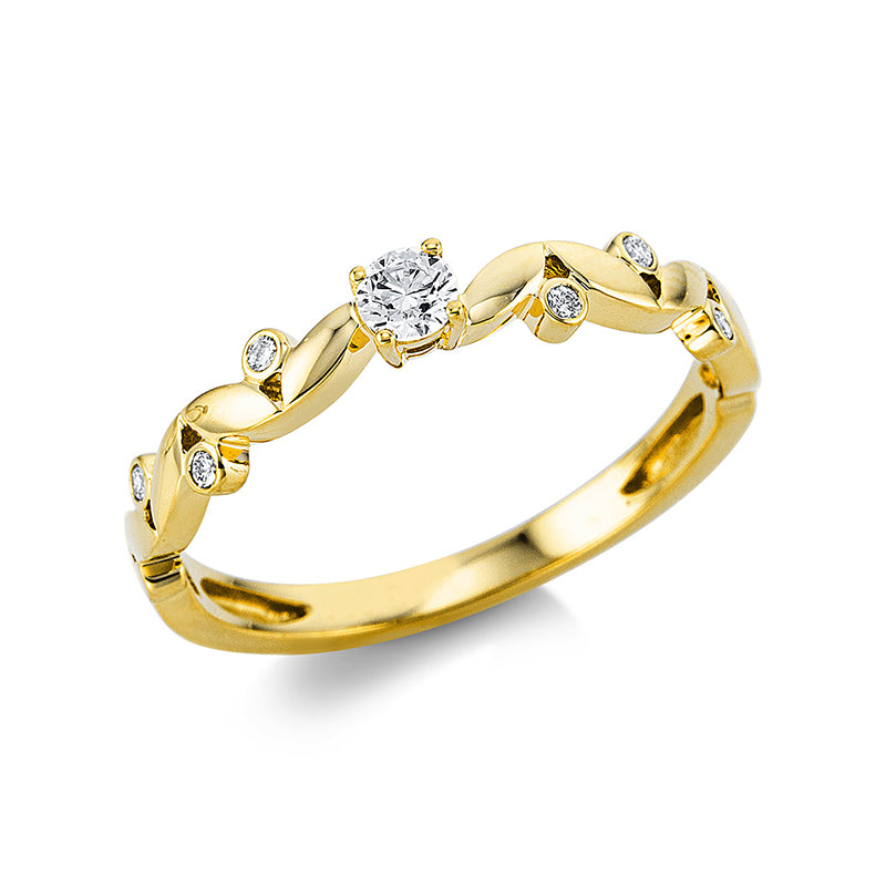 Ring 18 kt GG, 7 Brill. 0,15 ct, TW-si