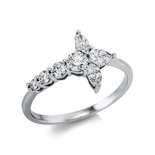 Ring 18 kt WG, 7 Fant-Schl. 0,65 ct, TW-vsi/si