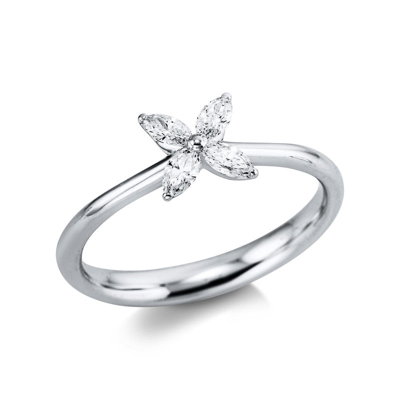 Ring 18 kt WG, 4 Nav. 0,27 ct, F-si