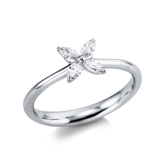 Ring 18 kt WG, 4 Nav. 0,27 ct, F-si