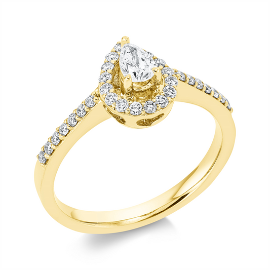 Ring 18 kt GG, 1 Tropfen 0,20 ct, TW-si, 30 Brill. 0,26 ct, TW-si