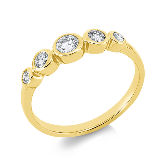 Ring 18 kt GG, 1 Brill. 0,18 ct, TW-si, 4 Brill. 0,24 ct, TW-si