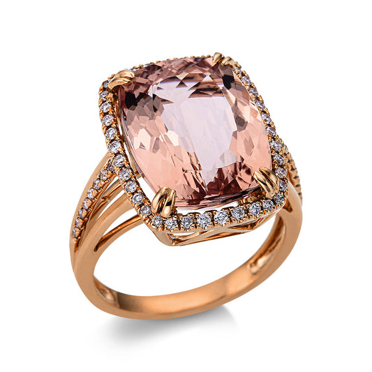 Ring 18 kt RG, 54 Brill. 0,33 ct, TW-si, 1 Morganit 11,30 ct rosé
