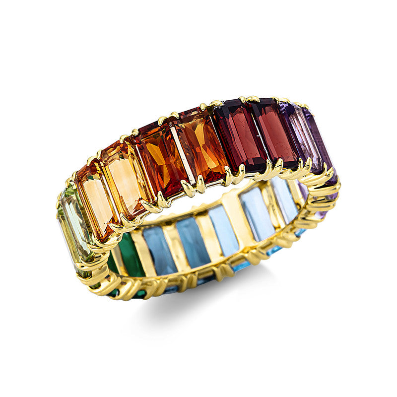 Ring 18 kt GG, 20 Farbsteine 8,80 ct multicolor