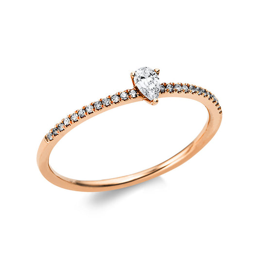 Ring 18 kt RG, 1 Tropfen 0,12 ct, TW-si, 24 Dia. 0,06 ct, W-si