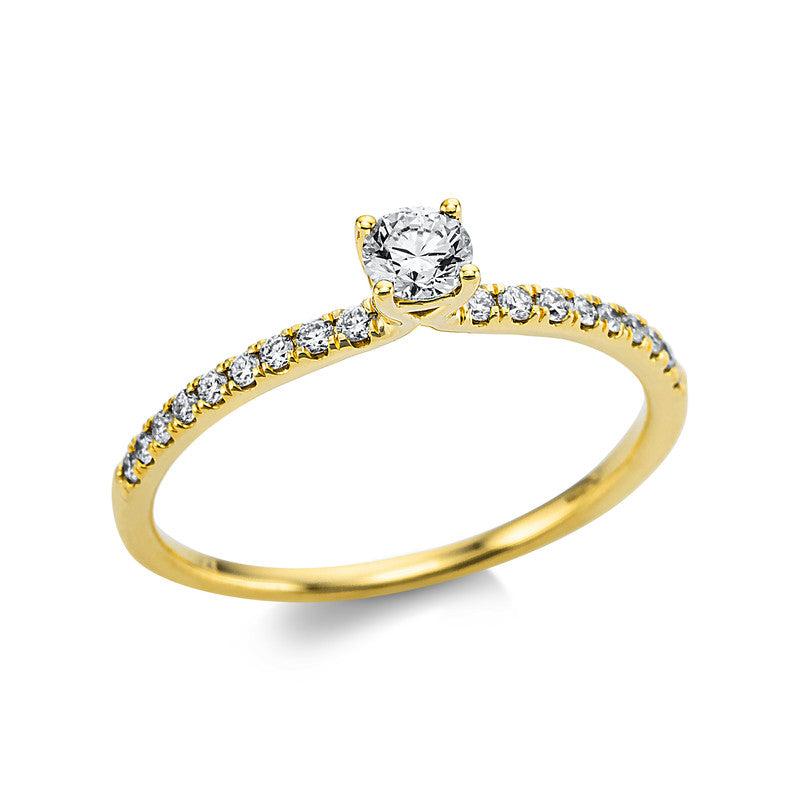 Ring 18 kt GG, 1 Brill. 0,20 ct, TW-si, 18 Brill. 0,15 ct, TW-si