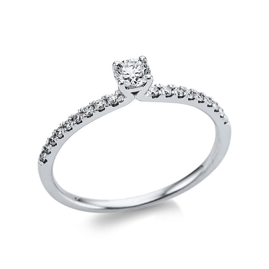 Ring 18 kt WG, 1 Brill. 0,21 ct, TW-si, 18 Brill. 0,15 ct, TW-si