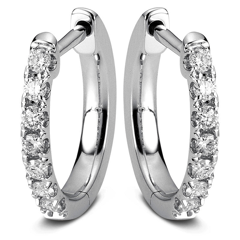 Creolen 14 kt WG, 14 Brill. 0,21 ct, TW-si