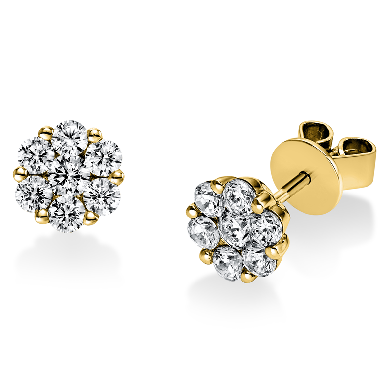 Ohrstecker 18 kt GG, 2 Brill. 0,18 ct, TW-si, 12 Brill. 0,66 ct, TW-si