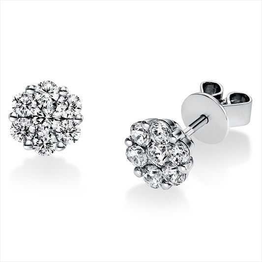 Ohrstecker 18 kt WG, 2 Brill. 0,18 ct, TW-si, 12 Brill. 0,66 ct, TW-si