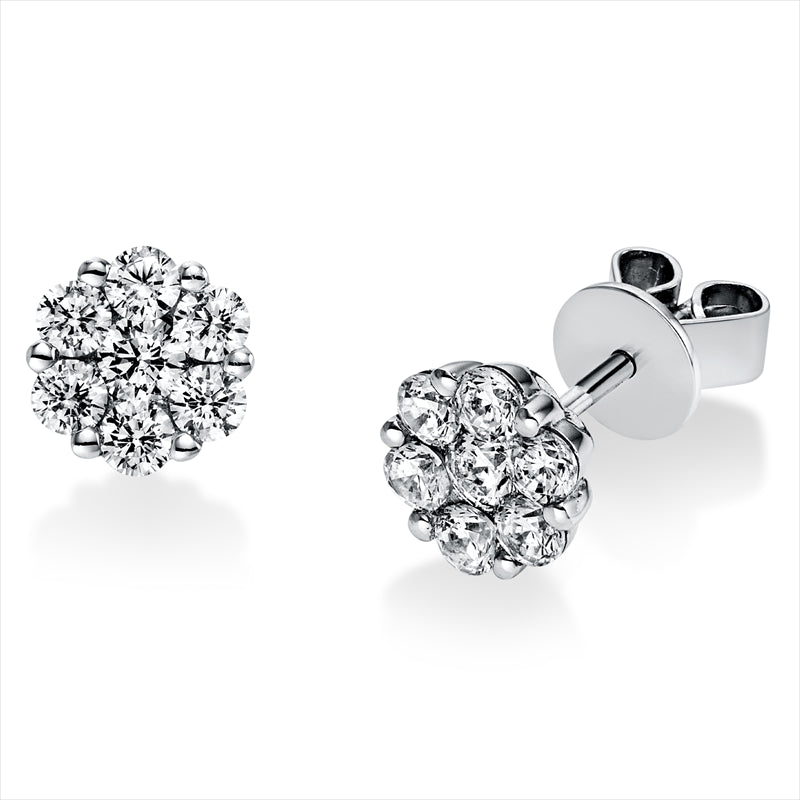 Ohrstecker 18 kt WG, 2 Brill. 0,17 ct, TW-si, 12 Brill. 0,68 ct, TW-si