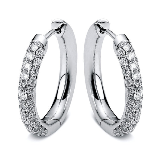 Creolen 14 kt WG, 74 Brill. 1,44 ct, TW-vsi/si