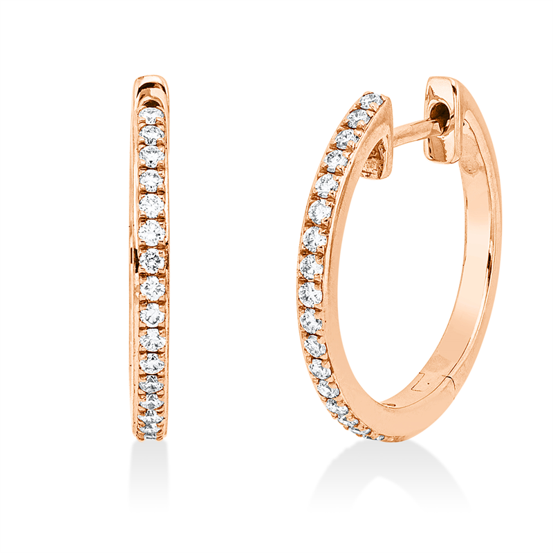 Creolen 18 kt RG, 36 Brill. 0,19 ct, TW-si