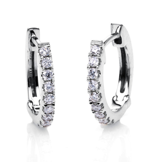 Creolen 18 kt WG, 18 Brill. 0,14 ct, TW-vsi/si