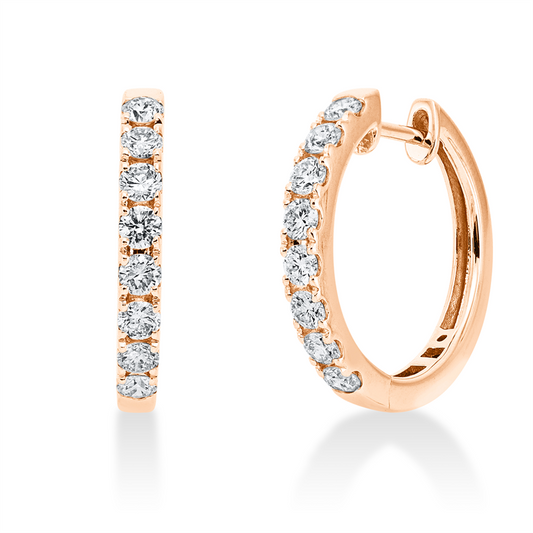Creolen 18 kt RG, 16 Brill. 0,83 ct, TW-si