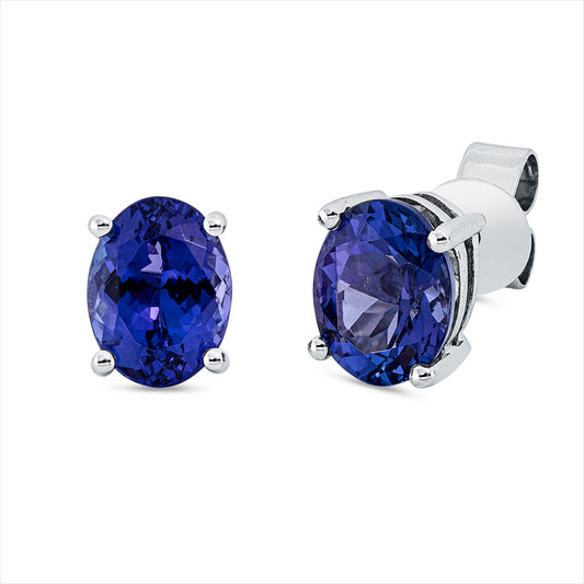 Ohrstecker 18 kt WG, 2 Tansanit 3,47 ct blau