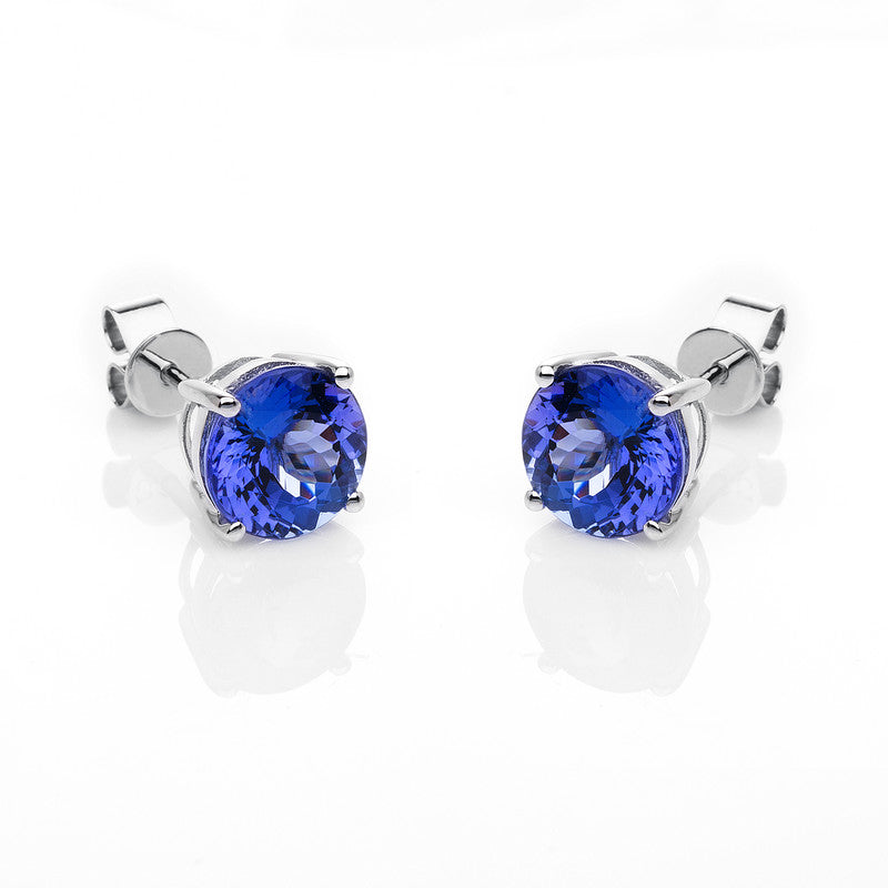 Ohrstecker 18 kt WG, 2 Tansanit 3,98 ct blau