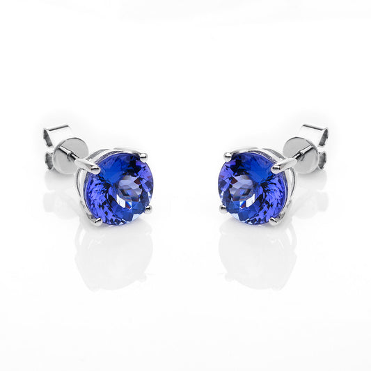 Ohrstecker 18 kt WG, 2 Tansanit 3,98 ct blau