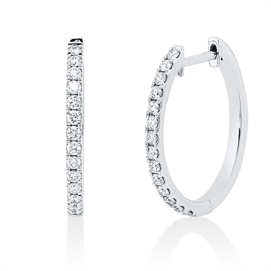 Creolen 18 kt WG, 28 Brill. 0,39 ct, TW-si