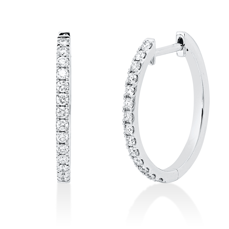 Creolen 18 kt WG, 28 Brill. 0,39 ct, TW-si