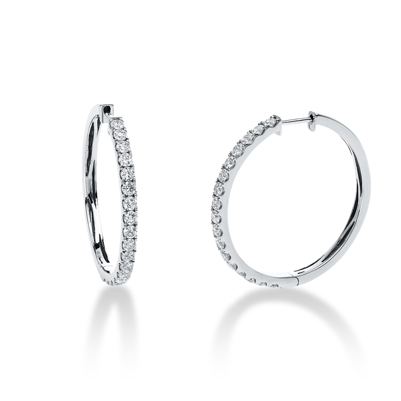 Creolen 18 kt WG, 34 Brill. 1,18 ct, TW-si