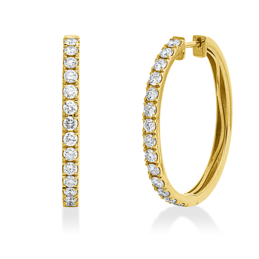 Creolen 18 kt GG, 28 Brill. 1,43 ct, TW-si