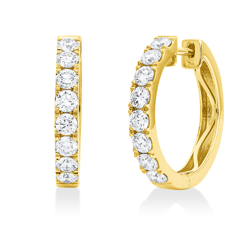 Creolen 18 kt GG, 16 Brill. 1,29 ct, TW-si