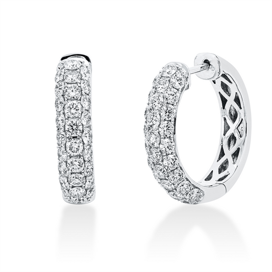 Creolen 18 kt WG, 20 Brill. 0,82 ct, TW-si, 36 Brill. 1,26 ct, TW-si