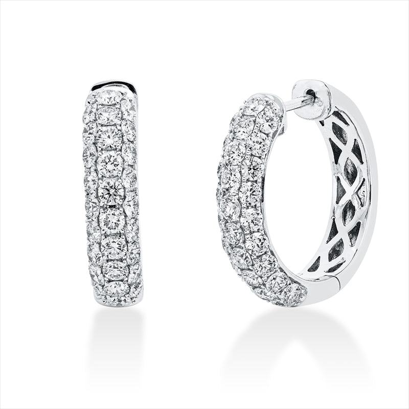 Creolen 18 kt WG, 20 Brill. 0,82 ct, TW-si, 36 Brill. 1,26 ct, TW-si