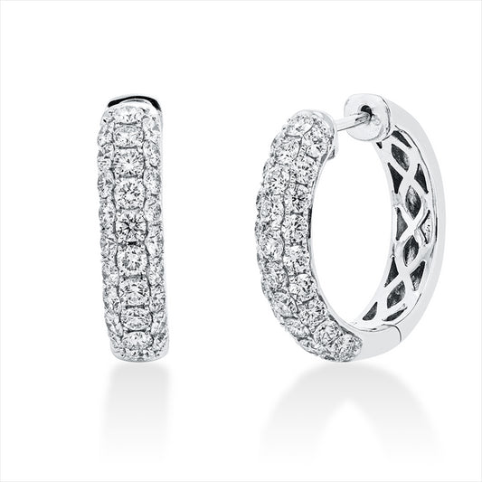 Creolen 18 kt WG, 20 Brill. 0,82 ct, TW-si, 36 Brill. 1,26 ct, TW-si