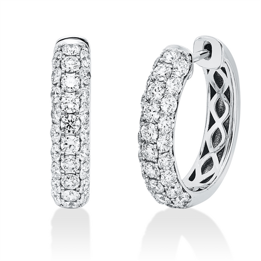 Creolen 18 kt WG, 20 Brill. 0,80 ct, TW-si, 36 Brill. 1,26 ct, TW-si
