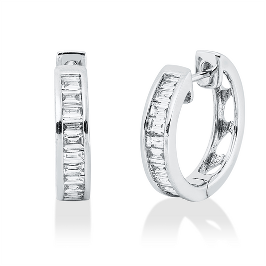 Creolen 18 kt WG, 22 Bag. 0,81 ct, TW-si