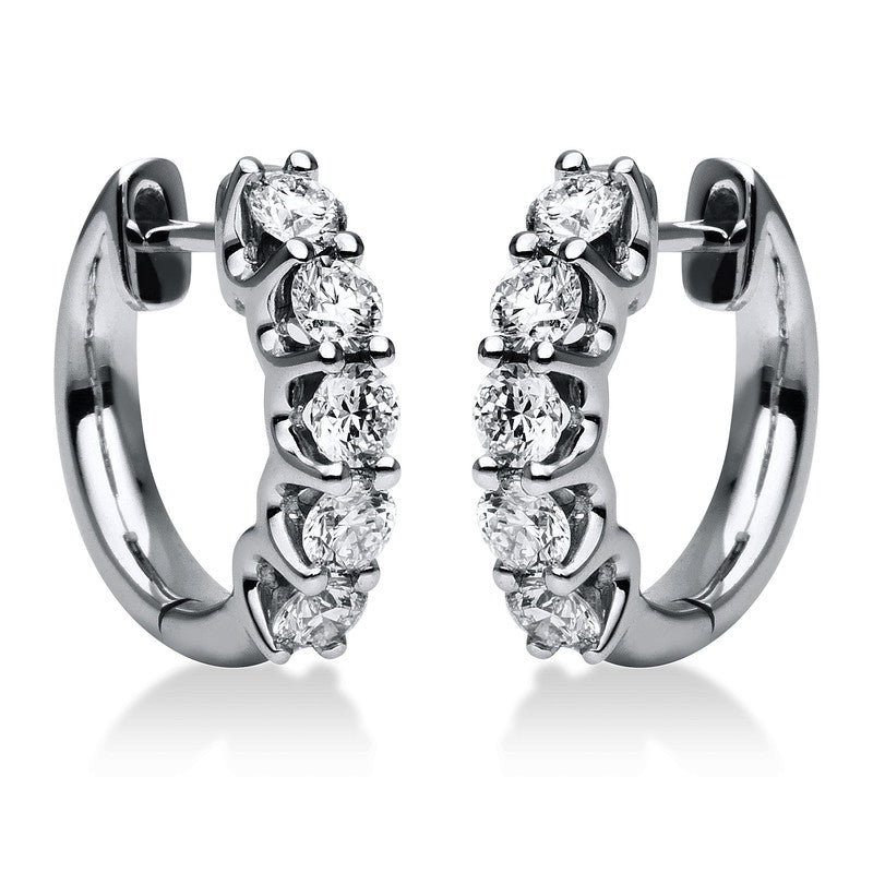 Creolen 18 kt WG, 10 Brill. 1,00 ct, TW-si