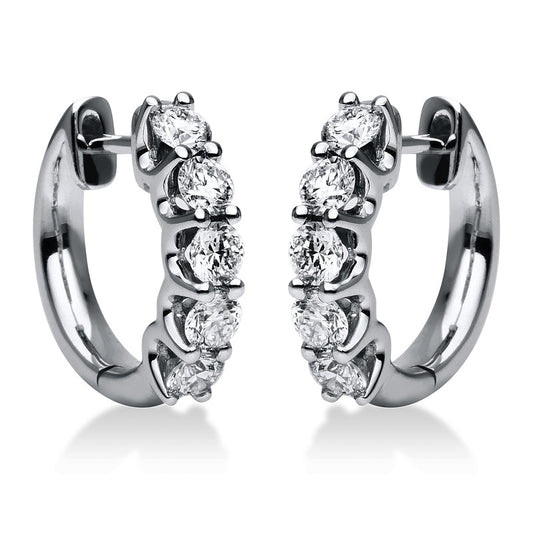 Creolen 18 kt WG, 10 Brill. 1,00 ct, TW-si