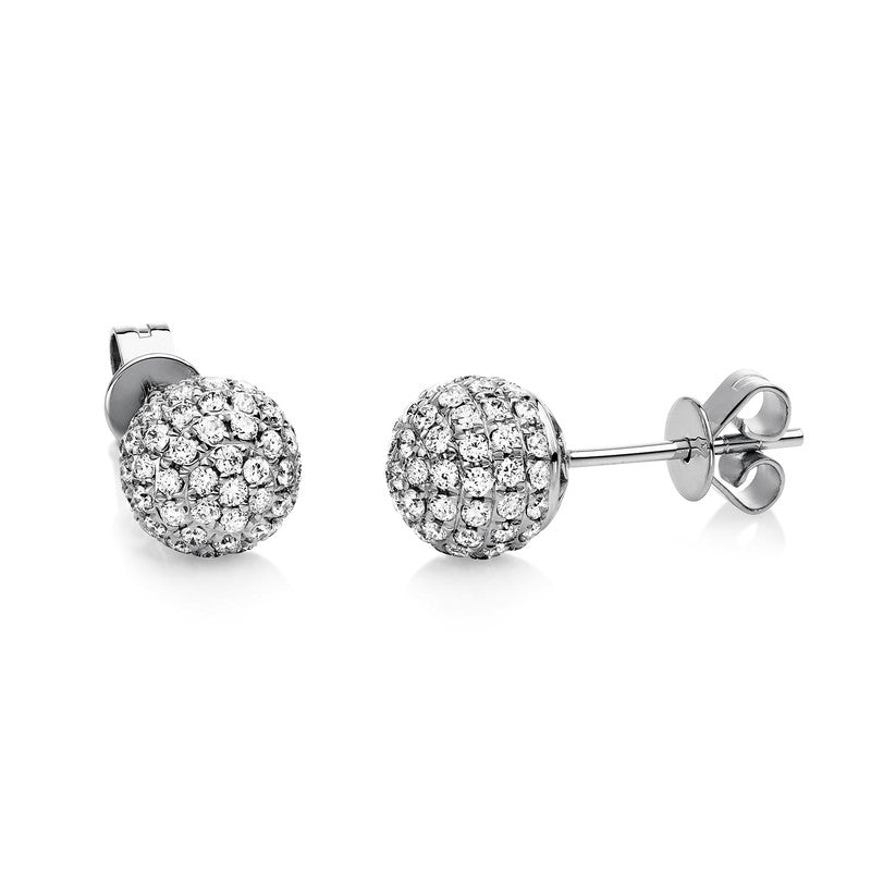 Ohrstecker 18 kt WG, 128 Brill. 0,93 ct, TW-si