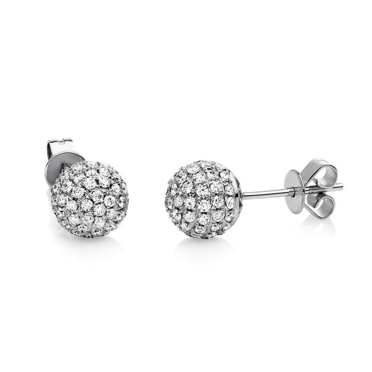 Ohrstecker 18 kt WG, 128 Brill. 0,93 ct, TW-si