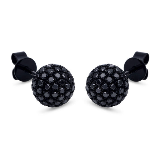 Ohrstecker 18 kt WG, schwarz rhodiniert, 128 Brill. 0,98 ct, schwarz