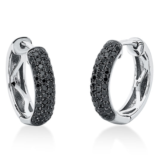 Creolen 18 kt WG, teils schwarz rhodiniert, 100 Brill. 0,68 ct, schwarz