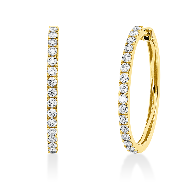 Creolen 18 kt GG, 32 Brill. 1,28 ct, TW-si