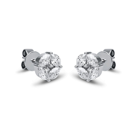 Ohrstecker 18 kt WG, 8 Princ. 0,13 ct, TW-si, 8 Nav. 1,08 ct, TW-si