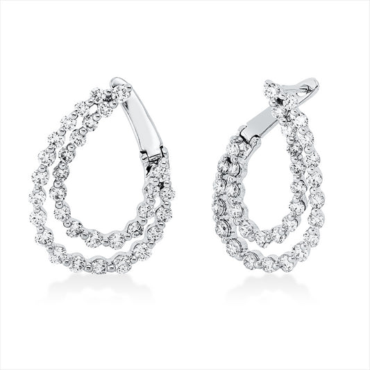 Creolen 18 kt WG, 6 Brill. 0,24 ct, TW-si, 58 Brill. 1,63 ct, TW-si