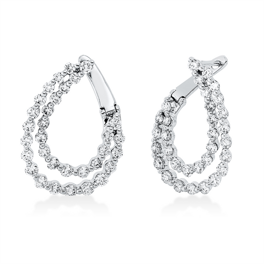 Creolen 18 kt WG, 6 Brill. 0,24 ct, TW-si, 58 Brill. 1,63 ct, TW-si