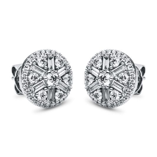 Ohrstecker 18 kt WG, 12 Trap. 0,35 ct, TW-si, 74 Brill. 0,59 ct, TW-si