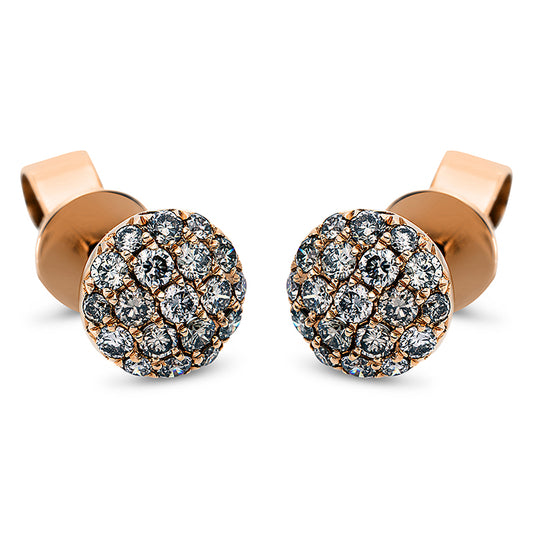 Ohrstecker 18 kt RG, 38 Brill. 0,55 ct, braun