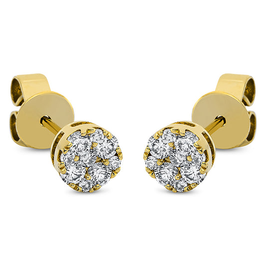 Ohrstecker 18 kt GG, 8 Brill. 0,06 ct, TW-si, 10 Brill. 0,30 ct, TW-si