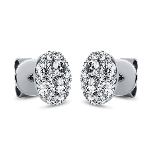 Ohrstecker 18 kt WG, 8 Brill. 0,56 ct, TW-si, 22 Brill. 0,18 ct, TW-si