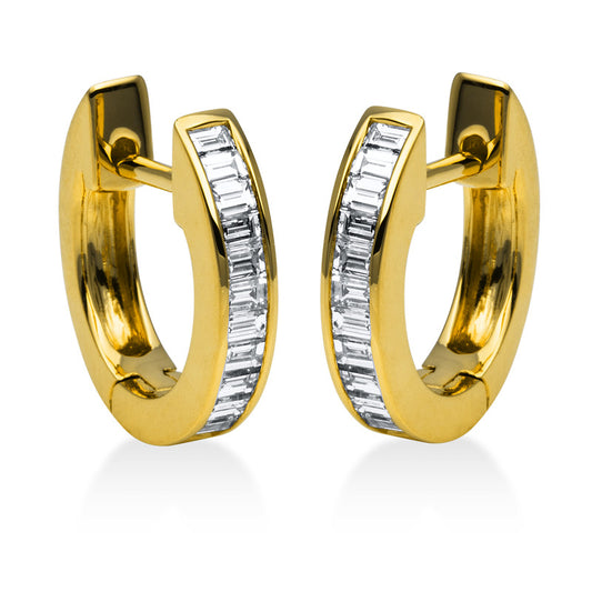 Creolen 18 kt GG, 24 Bag. 0,50 ct, TW-vsi