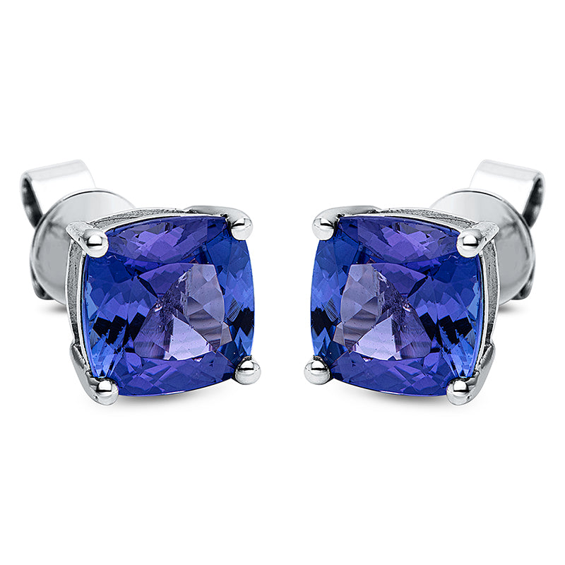 Ohrstecker 14 kt WG, 2 Tansanit 4,34 ct blau